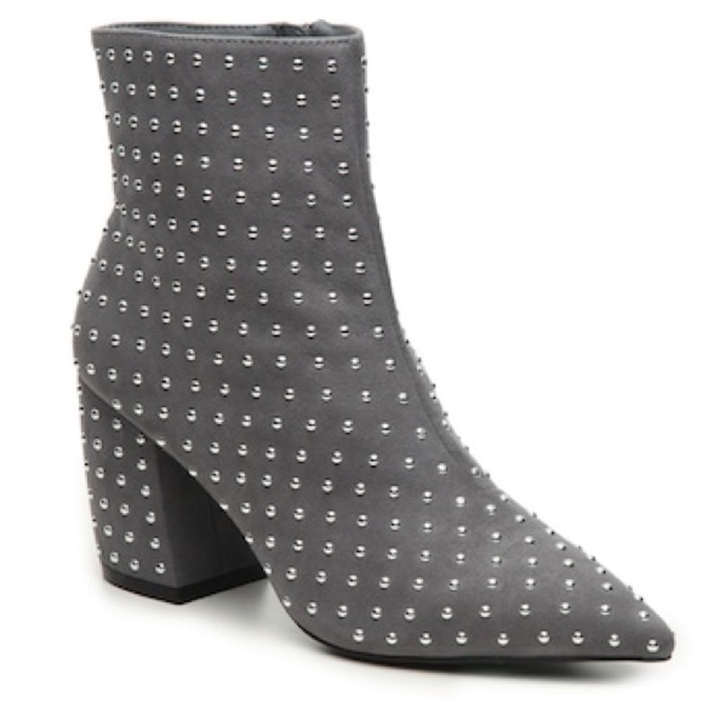 QUPID Studded Pointy Toe Booties
